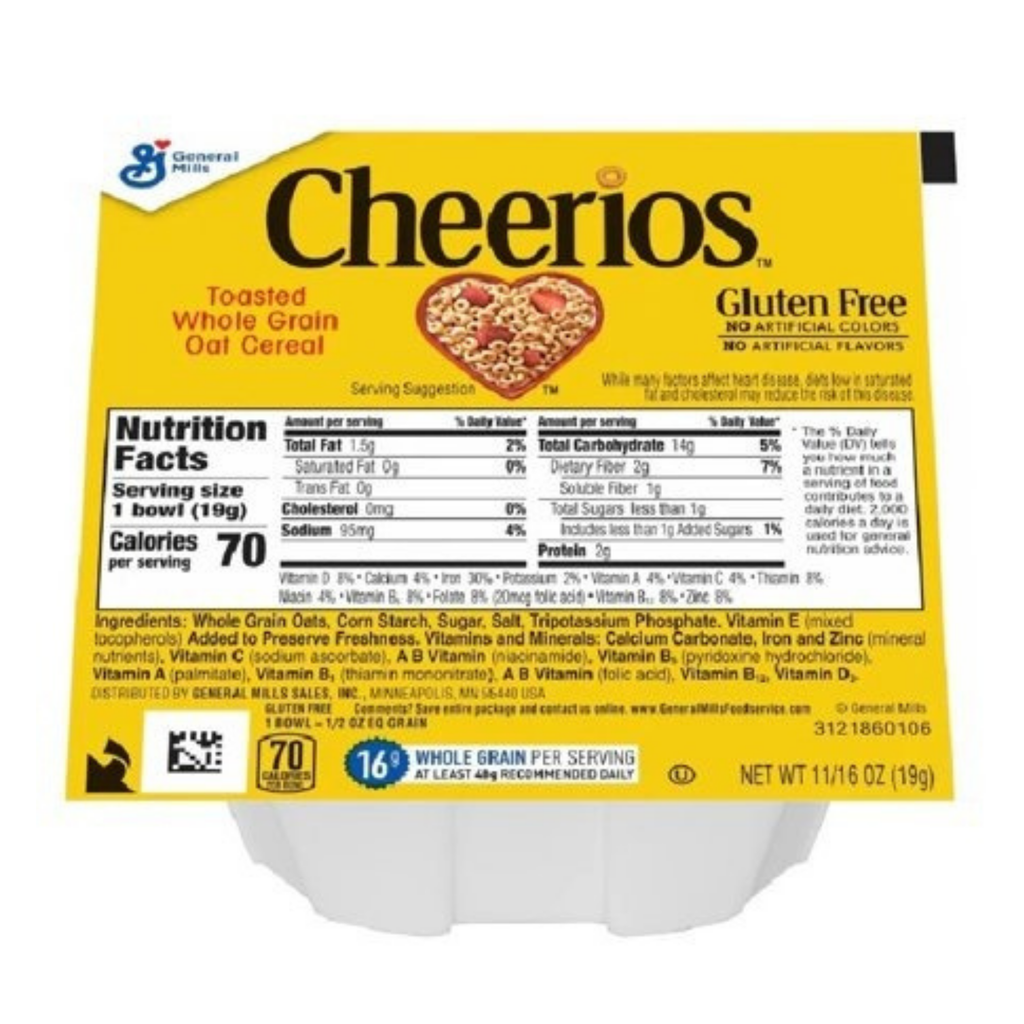 Cereal Bowl Cheerios 96x20g Whole Wheat (YELLOW BOWL)