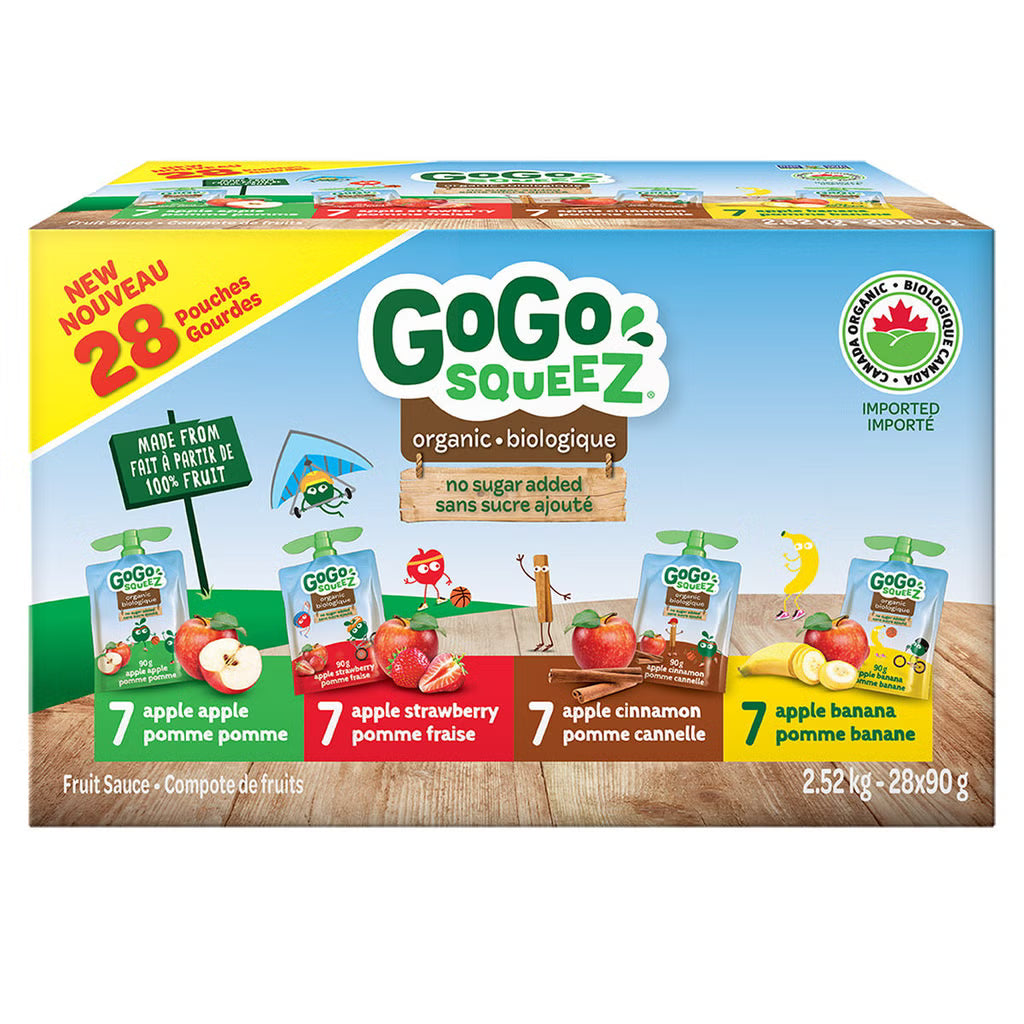 GoGo Squeez Organic Fruit Sauce Variety Pack, 28 × 90 g
