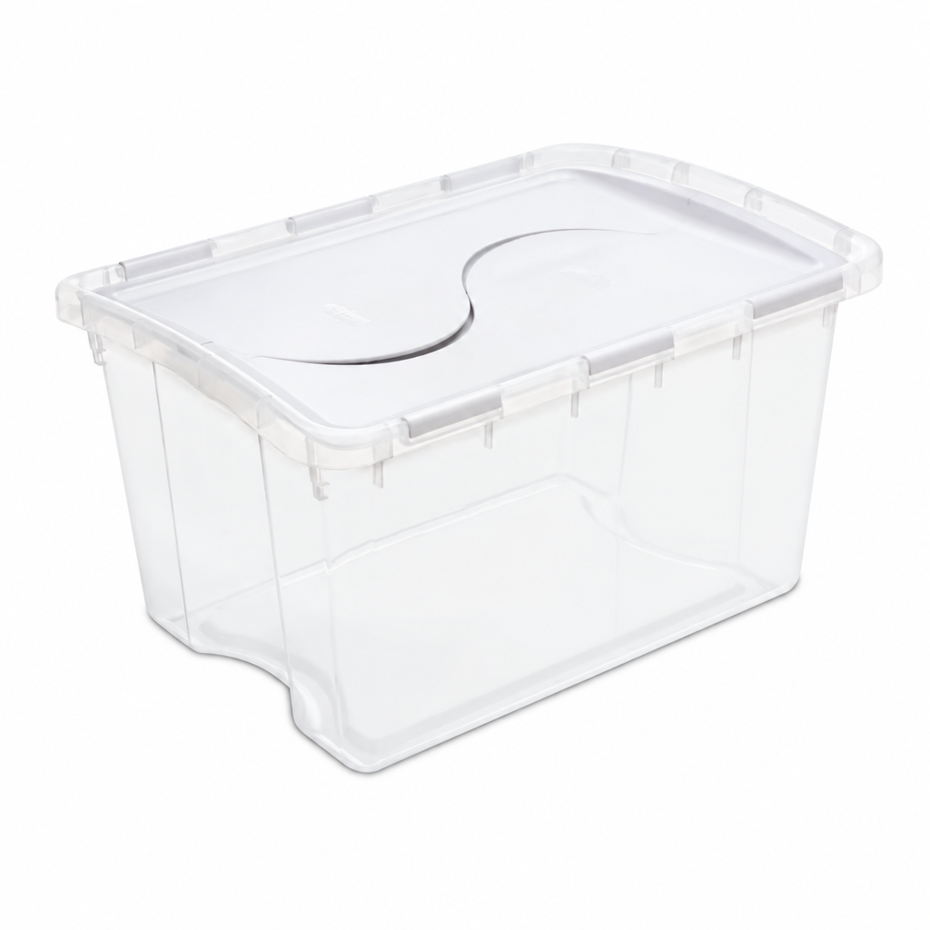 Sterilite 45L Hinged Lid White Storage Box
