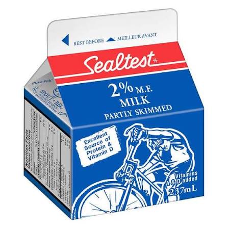 Sealtest white milk 2% 237ml (case of 48)